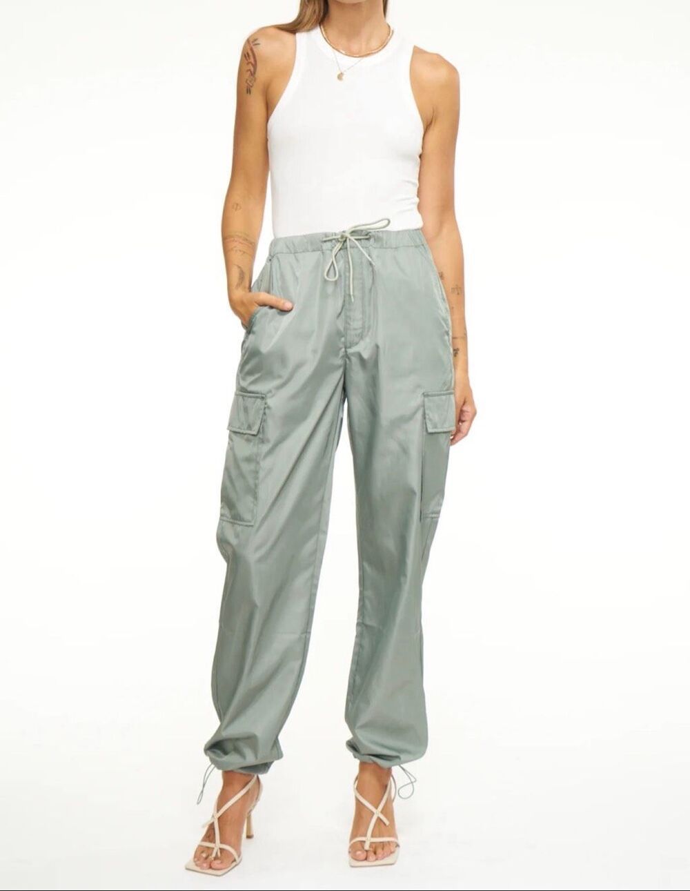 Anthropologie $148 Pistola Jade Lightweight Jogger Cargo Trouser Pants Green S N